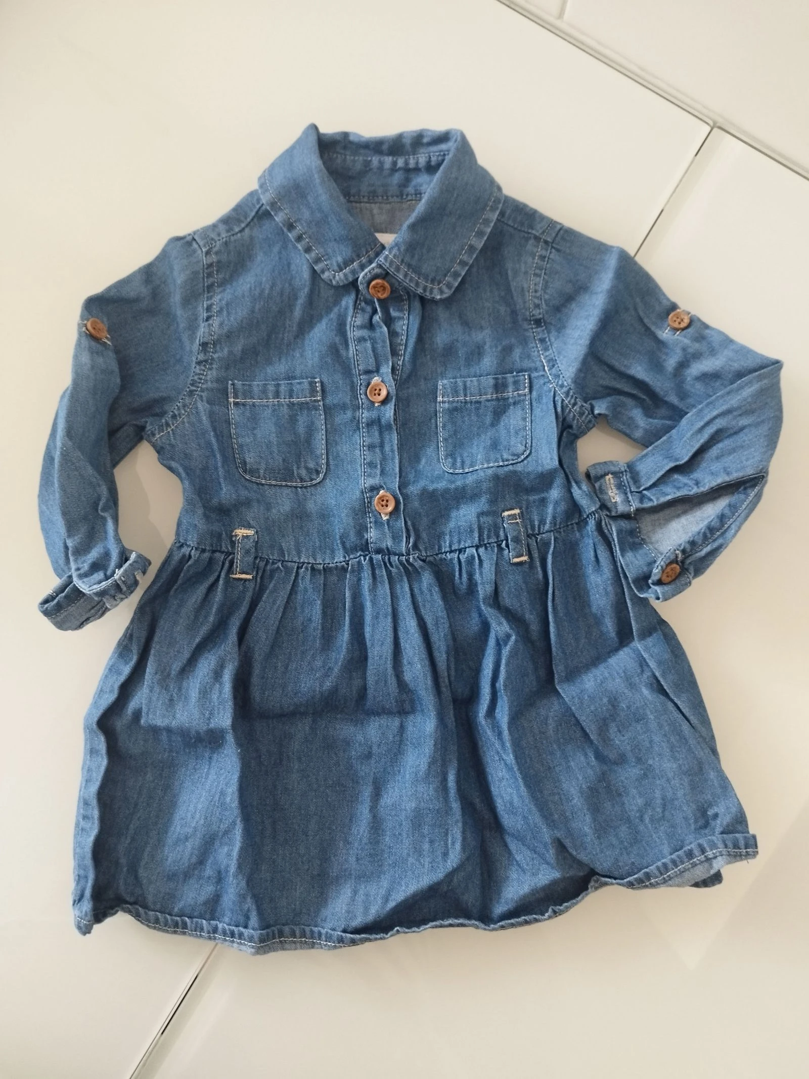 Vestido vaquero tipo camisa con botones de bebe 3-6 meses Primark 